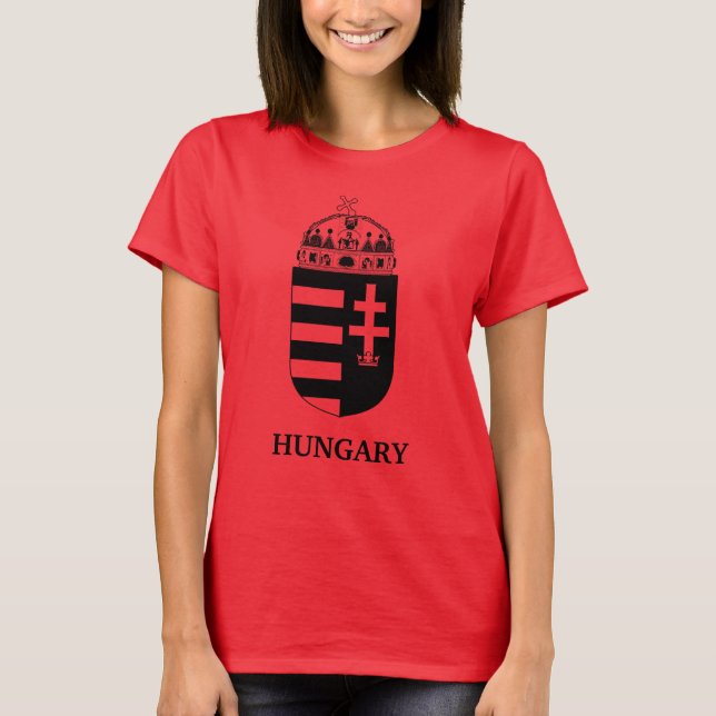 Hungarian Coat of Arms Contemporary Monochrome Art T Shirt (Framsida)