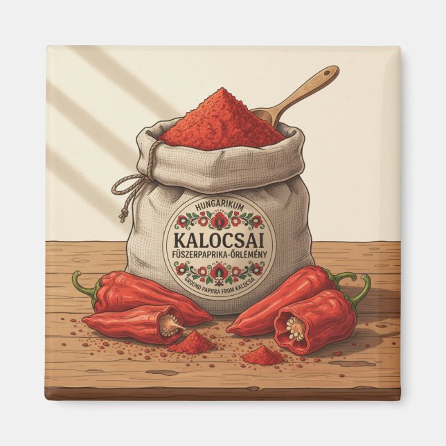 Hungarian Kalocsai Paprika – Red Paprika Powder  Magnet (Framsidan)