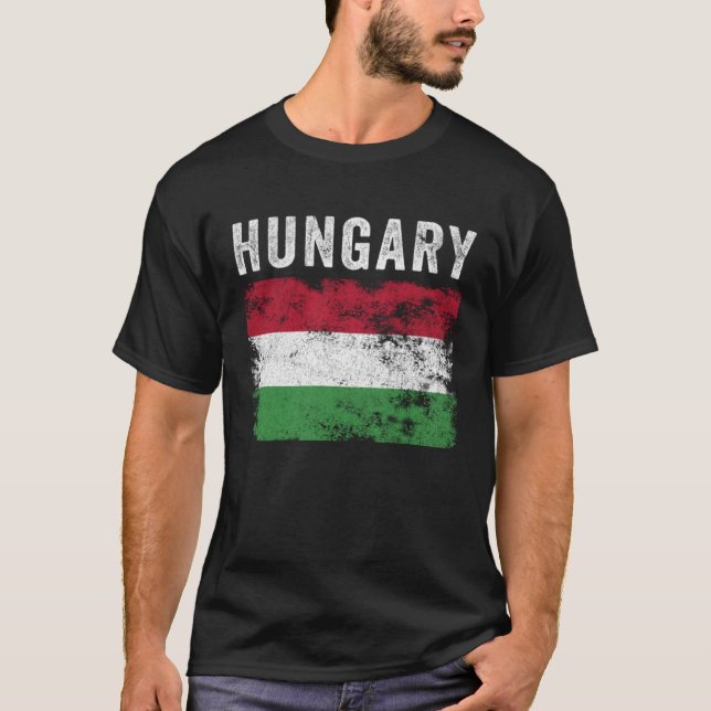 Hungary Flag Distressed  Men Women Kids  Hungarian T Shirt (Framsida)