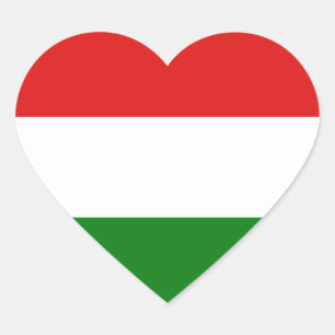 Hungary Flagga Heart Sticker Hjärtformat Klistermärke