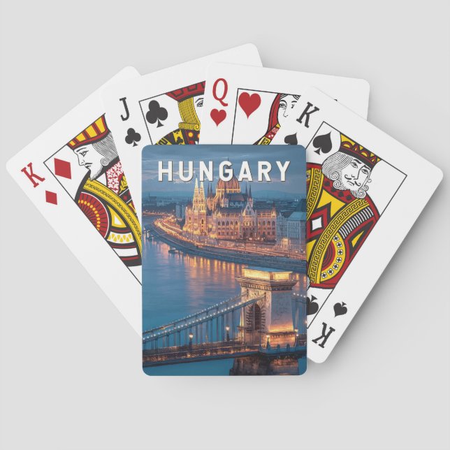 Hungary Illustration Travel Art Vintage Casinokort (Baksidan)