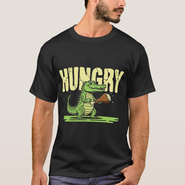Hungrig Alligator T Shirt (Framsida)