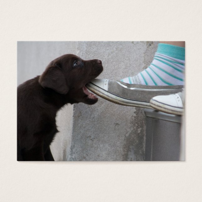 Hungrig Brown Labrador Puppy Visitkort (Framsidan)