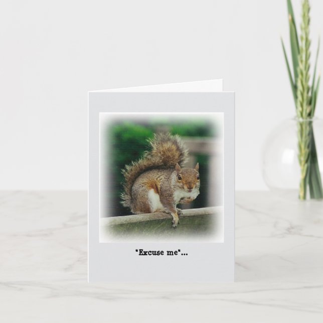 Hungrig ekorre tittar för gratis utlämning kort (Framsida)