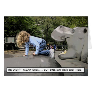 hungrig flodhäst - en dag hälsningskort