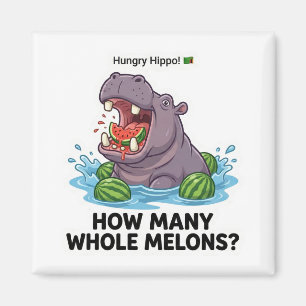 Hungrig Flodhäst Vattenmelon Magnet
