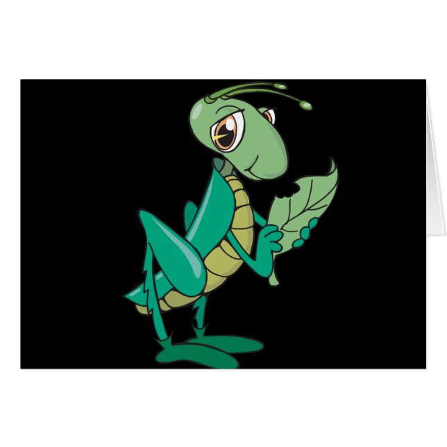 Hungrig gräshoppa hälsningskort (Framsidan Horizontal)