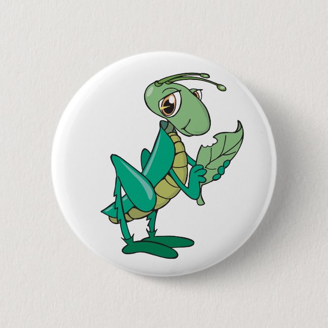 Hungrig gräshoppa knapp (Framsida)