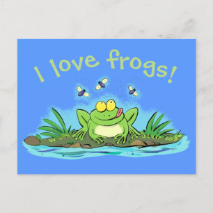 Hungrig groda med vykort för fluglars tecknad