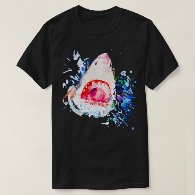 Hungrig haj, handmålad t shirt (Design framsida)