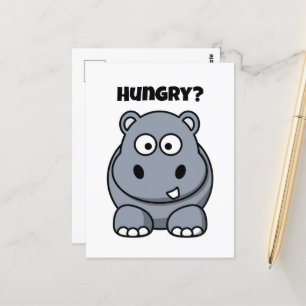 Hungrig Hippo Funny Kids Hippopotamus-Tecknad Vykort