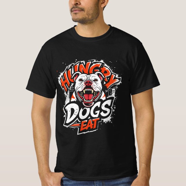Hungrig Hundar Eat T Shirt (Framsida)