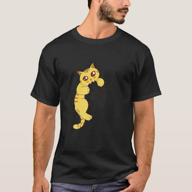 Hungrig katt äter t shirt (Framsida)