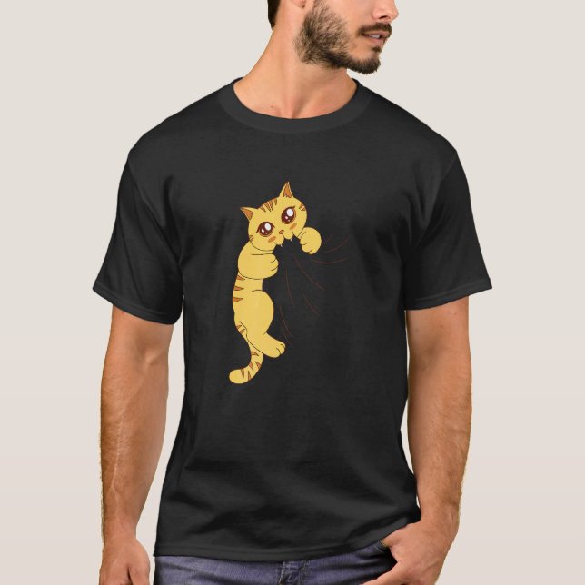 Hungrig katt äter t shirt (Framsida)