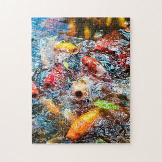 Hungrig Koi Lunchtime på Byodo-I tempelet Pussel