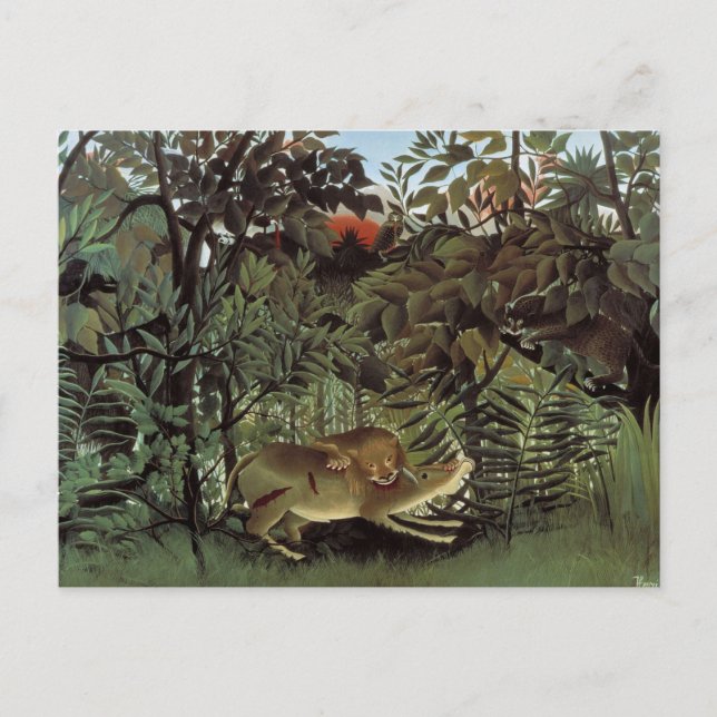 Hungrig Lejon av Henri Rousseau Postcard Vykort (Framsida)