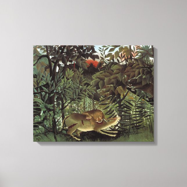 Hungrig lejon av Henri Rousseau, Vilda djur från f Canvastryck (Framsida)