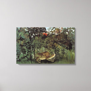 Hungrig lejon av Henri Rousseau, Vilda djur från f Canvastryck