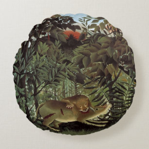 Hungrig lejon av Henri Rousseau, Vilda djur från f Rund Kudde