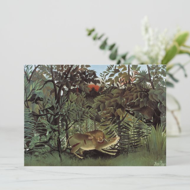 Hungrig Lejon av Henri Rousseau, Vintage Vild Anim (Stående Fram)