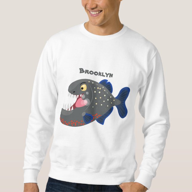 Hungrig lustig illustration av piratens tecknad lång ärmad tröja (Framsida)