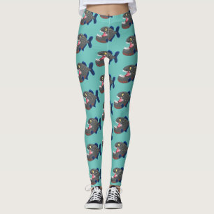 Hungrig lustig illustration av piratens tecknad leggings
