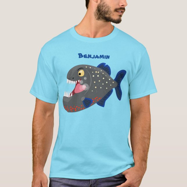 Hungrig lustig illustration av piratens tecknad t shirt (Framsida)