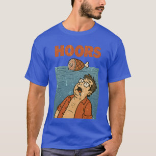 Hungrig man som sabbar vid flytande skinka t shirt