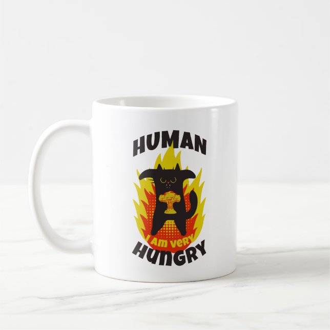 Hungrig och arg katt. Elak katt. Arg Katt Kaffemugg (Vänster)