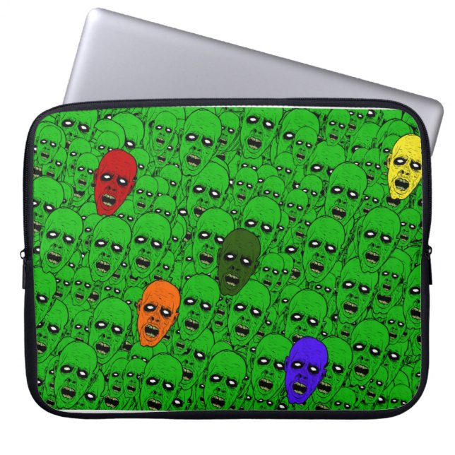 Hungrig Odöda Zombie-huvuden Laptop Sleeve (Framsidan)