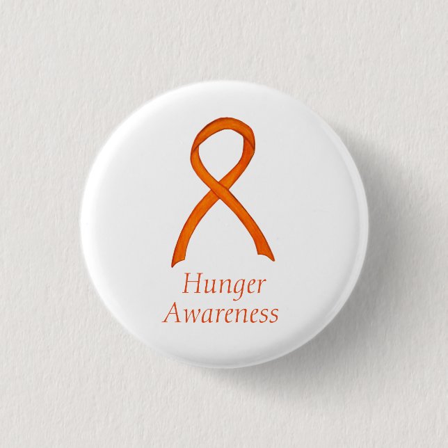 Hungrig Orange Awareness Ribbon Anpassningsbar Pin Knapp (Framsida)