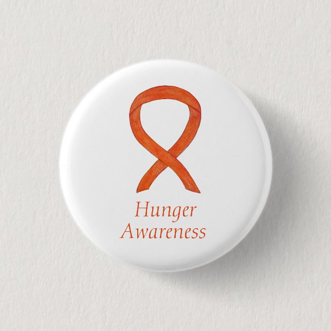Hungrig Orange Awareness Ribbon Anpassningsbar Pin Knapp (Framsida)