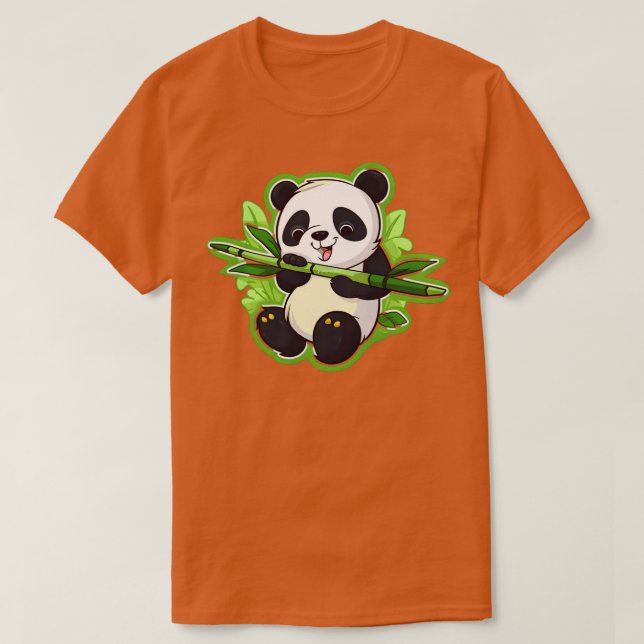 Hungrig Panda Eating Bamboo T Shirt (Design framsida)
