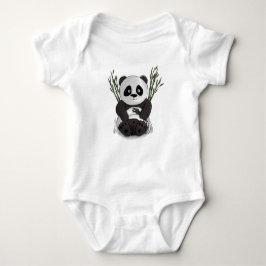 Hungrig panda hand plockade illustration t shirt