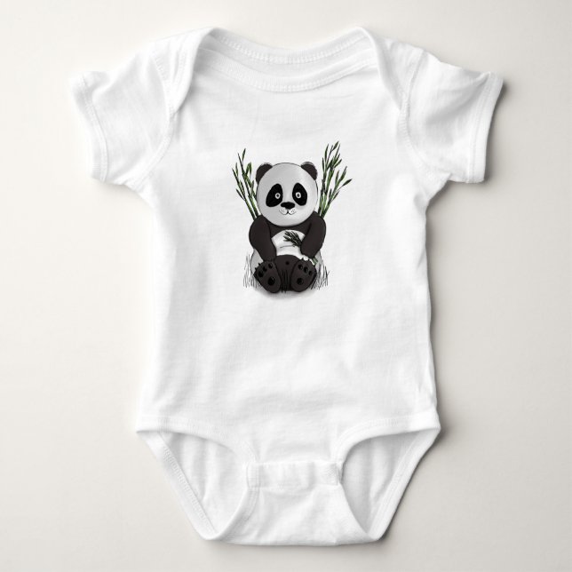 Hungrig panda hand plockade illustration t shirt (Framsida)