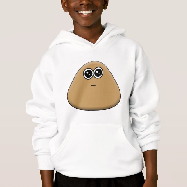 Hungrig Pou - Kids Hoodie Tee (Framsida)
