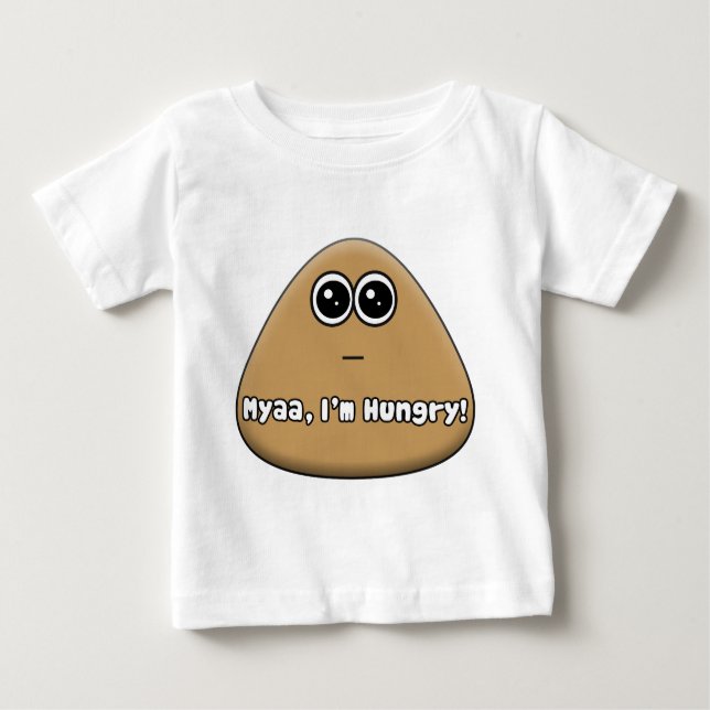 Hungrig Pou-logotyp med text - Baby T-Shirt (Framsida)