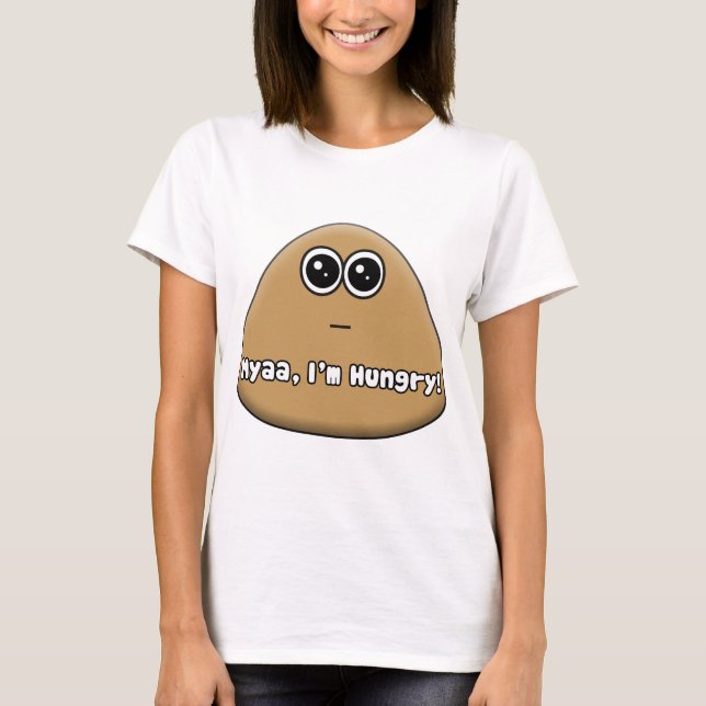 Hungrig Pou-logotyp med text - T-Shirt (Framsida)