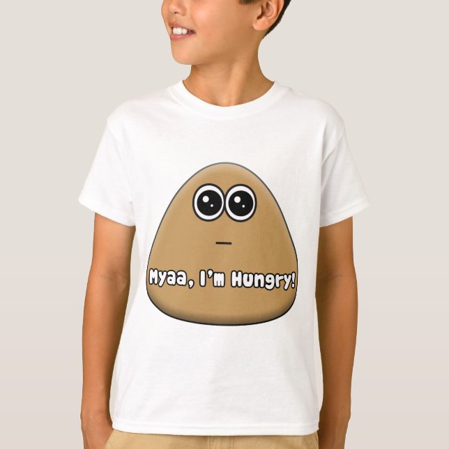 Hungrig Pou-logotyp med text - T-shirt för barn (Framsida)
