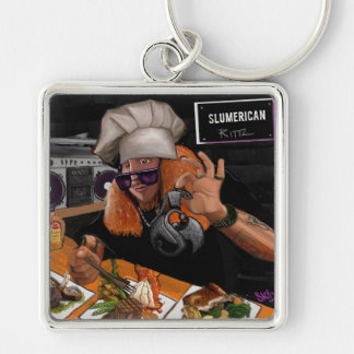 Hungrig Rittz Keychain konst vid himmelunder Fyrkantig Silverfärgad Nyckelring