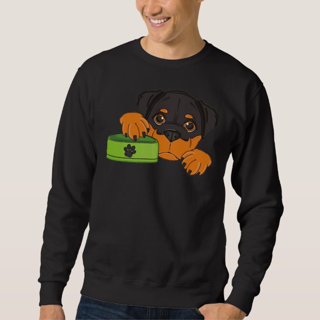 Hungrig Rottweiler Lång Ärmad Tröja (Framsida)