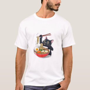 "Hungrig svart katt med ramen" T Shirt