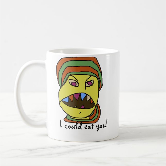 Hungrig tecknad för roliga WEIRDOS Kaffemugg (Vänster)