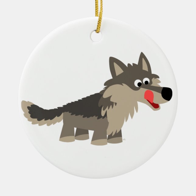 Hungrig Varg för Cute Tecknad Ornament (Framsidan)