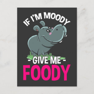 Hungriga Hippo Moody Woman Food Älskare Vykort