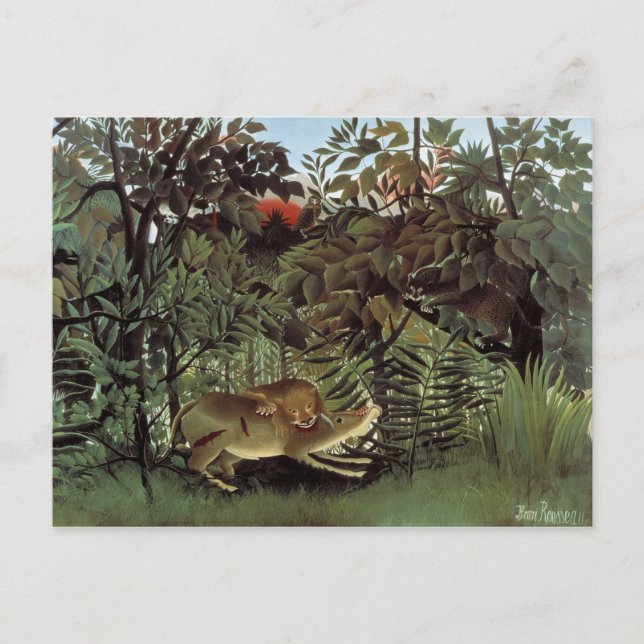 Hungriga Lejona - Henri Rousseau Vykort (Framsida)
