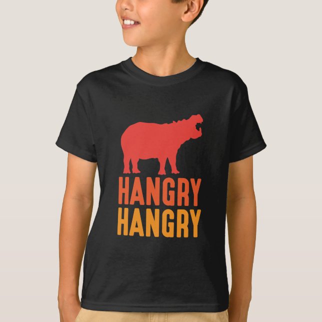 Hungrigare Hippo Zoo Animal Pun Hannopotamus T Shirt (Framsida)