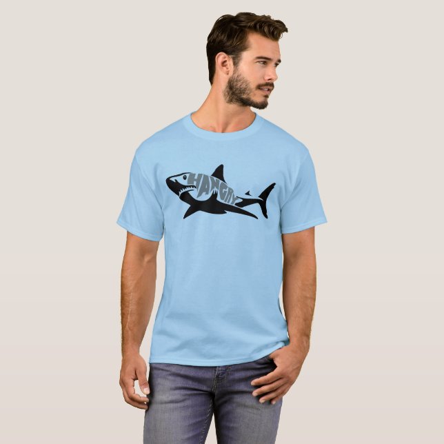 Hungrigare Underbarare Vita Coolan Hårhaj Jaws T Shirt (Hel framsida)