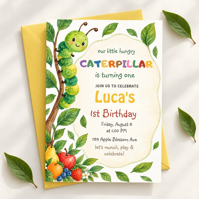 Hungry Caterpillar 1-årsfest Inbjudningar (Skapare uppladdad)