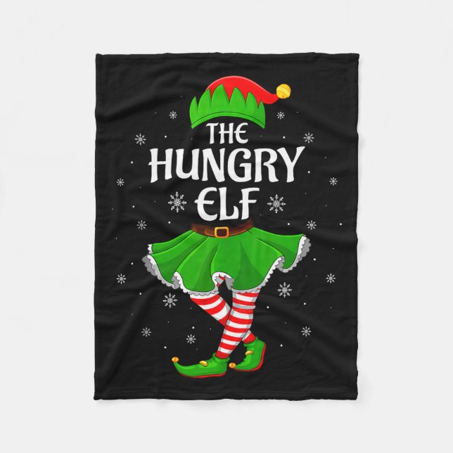 Hungry Elf Christmas Family Girls Women Elf Squad  Fleecefilt (Framsidan)